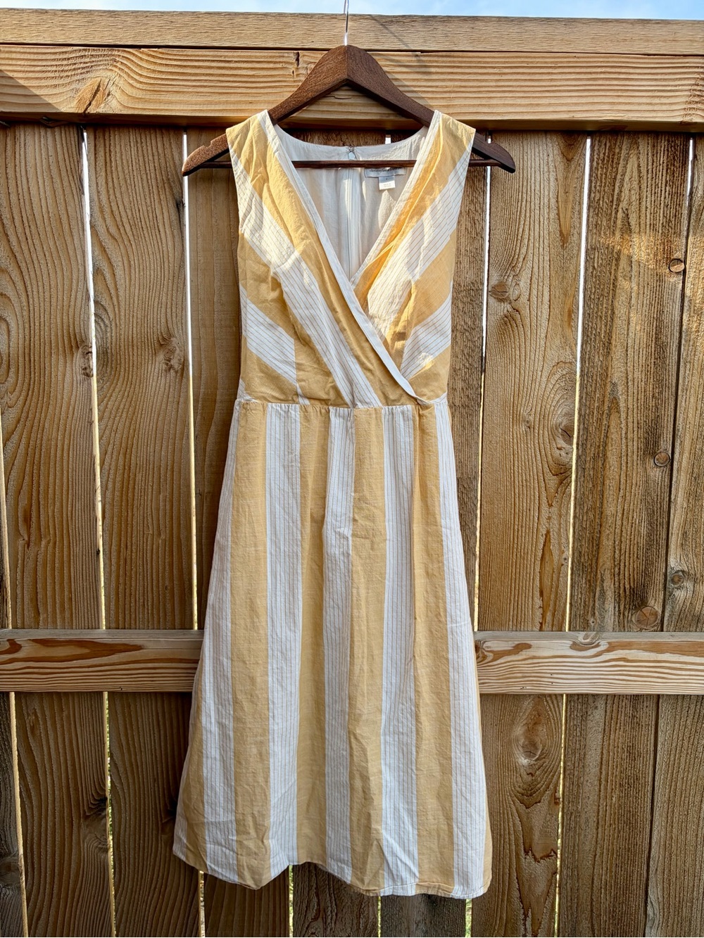 Sleeveless Yellow and White Striped Sundress